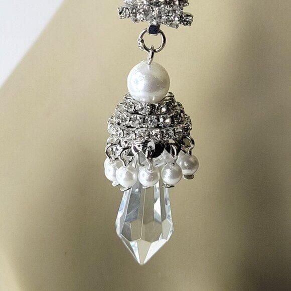 Bridal Clear Fashion Chandelier Drop Earrings Statement Earrings - Picture 5 of 11